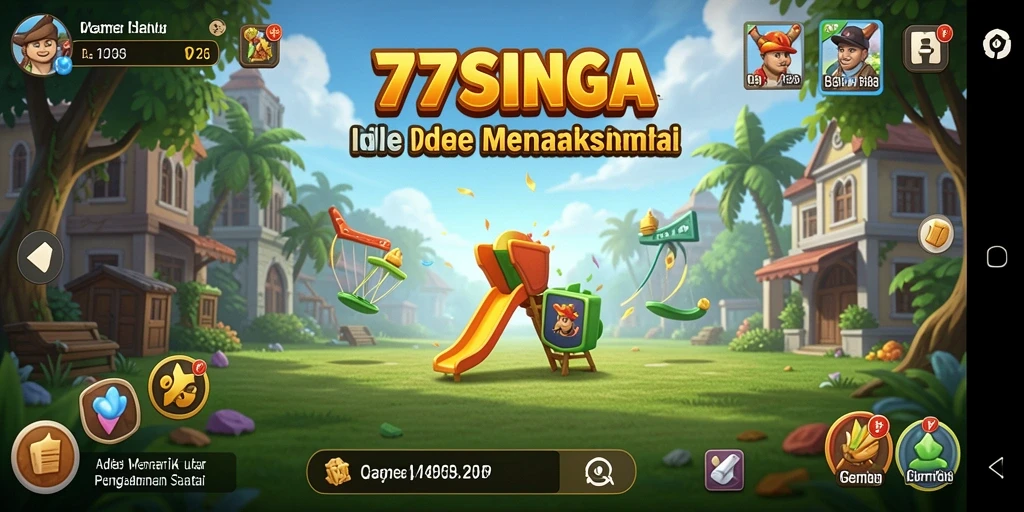 Tampilan gameplay menarik pada 77SINGA yang menampilkan kemajuan Idle.
