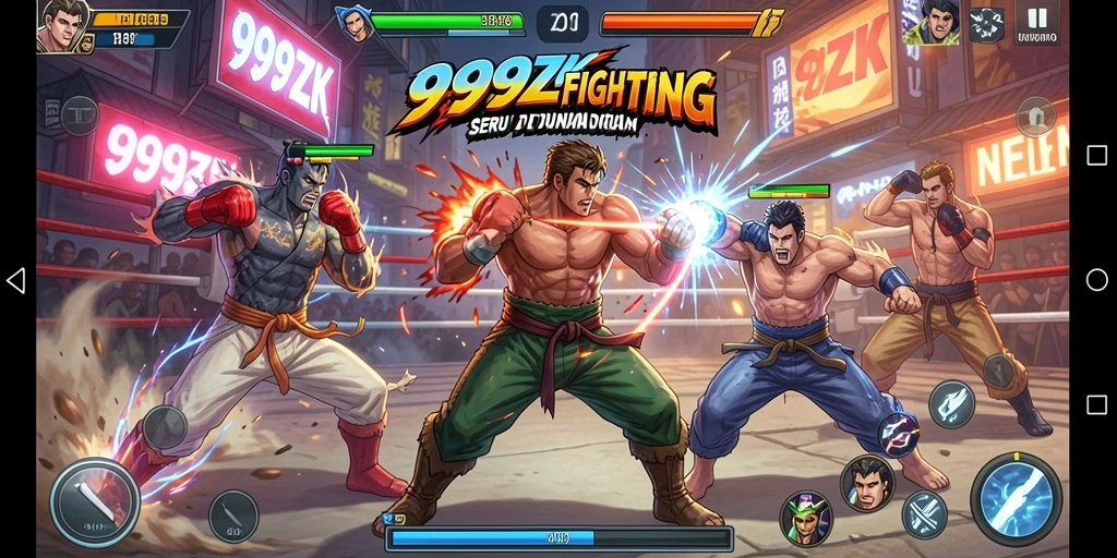 Screenshot gameplay 999ZK menampilkan pertarungan yang epik dan grafis menawan.