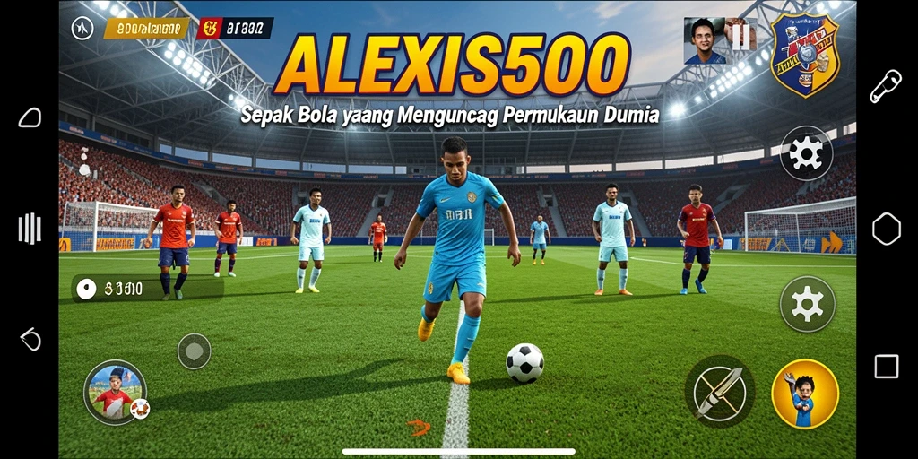 Tampilan seru dari gameplay sepak bola ALEXIS500.