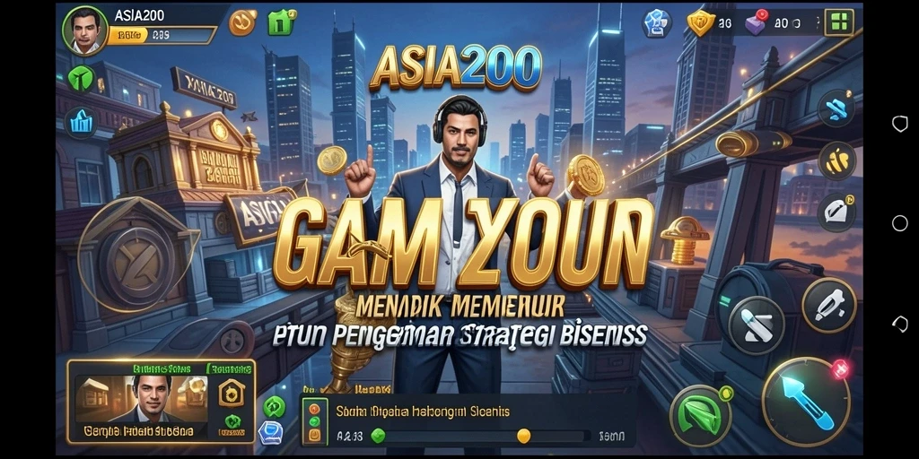 Tangkapan layar dari gameplay ASIA200 yang menunjukkan interaksi bisnis yang dinamis.
