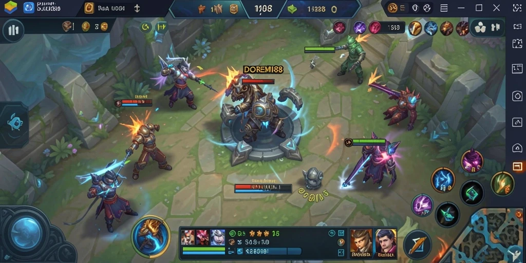 Tampilan gameplay MOBA yang seru dan menarik.