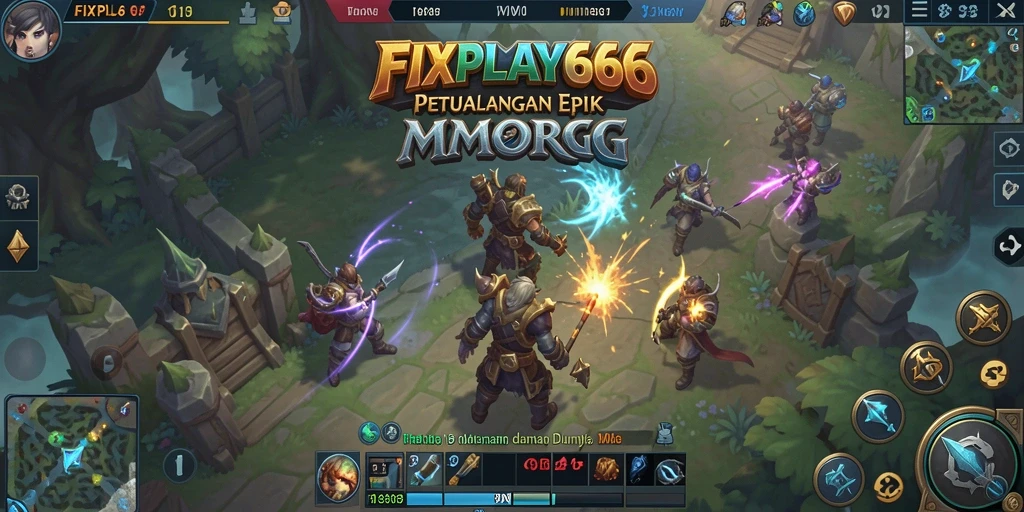 Screenshot gameplay <strong>FIXPLAY666</strong> menunjukkan aksi mendebarkan dalam pertempuran melawan monster besar.