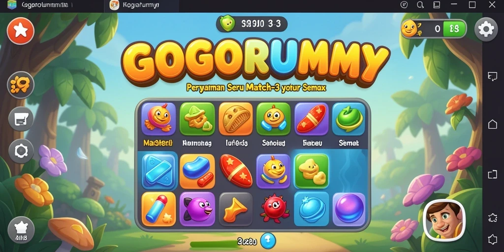 Tampilan gameplay GOGORUMMY yang penuh warna dan menantang.