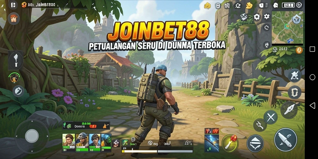 Screenshot gameplay JOINBET88 menampilkan petualangan di dunia terbuka.