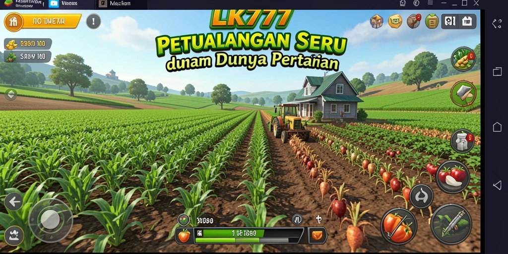 Tangkapan layar menunjukkan gameplay menanam dan memanen di LK777.