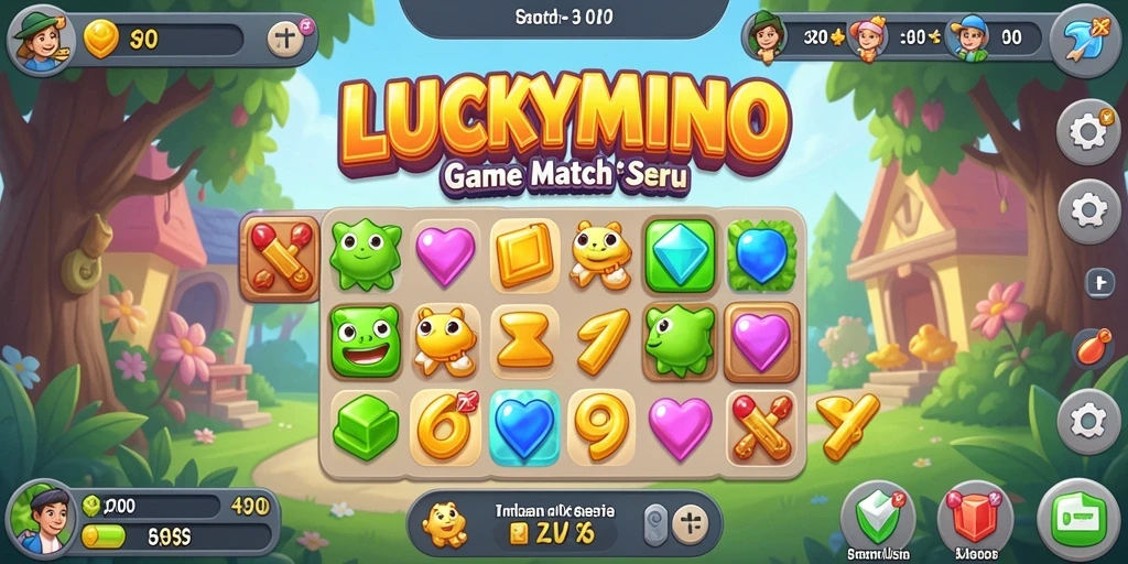 Screenshot LUCKYMINO menampilkan gameplay seru dengan tantangan Match-3.