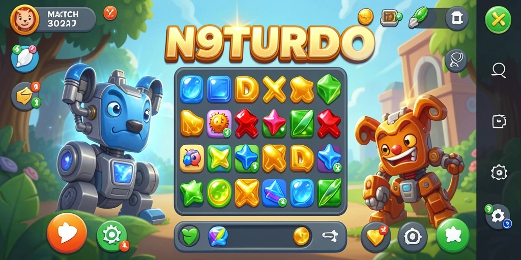 Tampilan gameplay N9TURBO yang penuh warna dan menyenangkan.