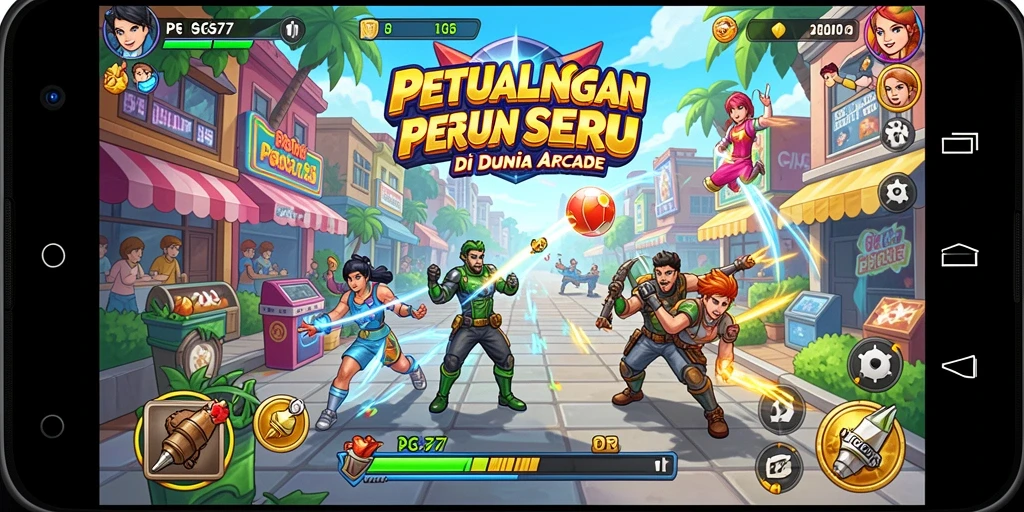Tangkapan layar PSG77 yang menunjukkan aksi seru gameplay Arcade.