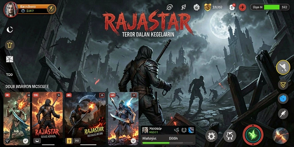 Screenshot gameplay RAJASTAR dengan suasana Horror yang mencekam.
