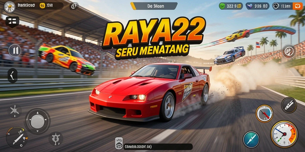 Tampilan gameplay seru dalam permainan balap RAYA22.
