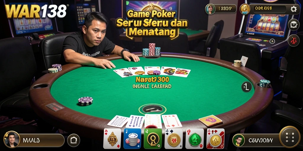 Screenshot utama WAR138 menampilkan gameplay seru poker yang mendebarkan.