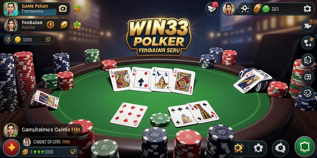 Tampilan gameplay Poker yang menegangkan dalam WIN33.