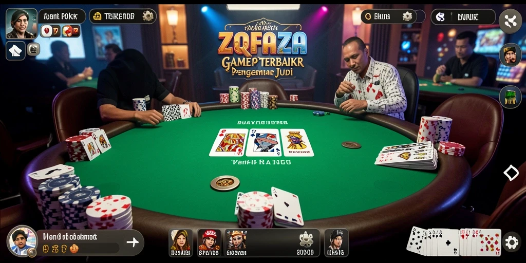Screenshot ZOFAZA menampilkan aksi seru permainan Poker.